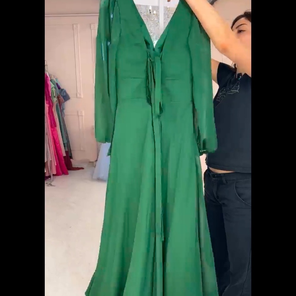 Formal Green Chiffon Dress, NWOT, Size 6 - Picture 4 of 4